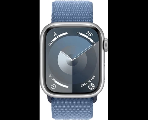 Apple Watch Series 9 GPS + Cellular 45mm Silver Aluminium Case with Winter Blue Sport Loop