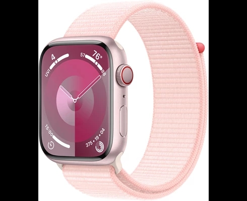 Apple Watch Series 9 GPS + Cellular 45mm Pink Aluminium Case with Light Pink Sport Loop