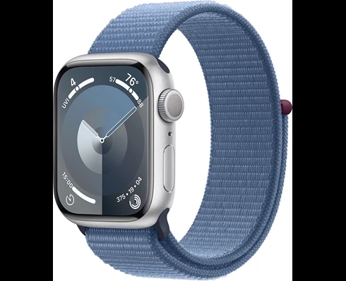 Apple Watch Series 9 GPS + Cellular 45mm Silver Aluminium Case with Winter Blue Sport Loop