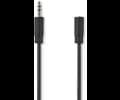 Nedis Stereo Audio Förlängningskabel 3.5 mm Hane - 3.5 mm Hona 1 m Svart