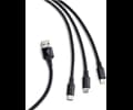 Andersson 3 in 1 Braided USB Cable 1M 2,4A Black