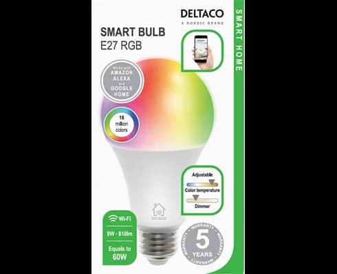 Deltaco Smart E27 RGB Bulb 9W 810lm 1-pack