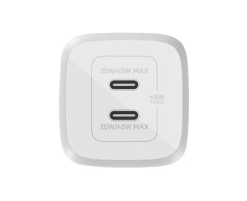 Belkin Dual USB-C 45W GaN Charger White