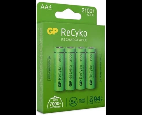 GP ReCyko AA-batteri, 2100 mAh, 4-pack