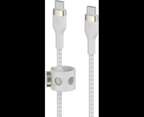 Belkin USB-C till USB-C Nylonflätad Silicon laddkabel, 60W 1M, Vit