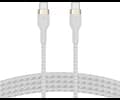 Belkin USB-C till USB-C Nylonflätad Silicon laddkabel, 60W 1M, Vit