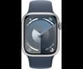 Apple Watch Series 9 GPS 45mm Silver Aluminium Case with Storm Blue Sport Band - M/L