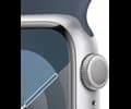 Apple Watch Series 9 GPS 45mm Silver Aluminium Case with Storm Blue Sport Band - M/L