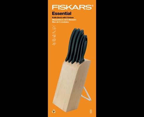 Fiskars Essential knivblock med 5 knivar