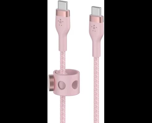 Belkin USB-C till USB-C Nylonflätad Silicon laddkabel, 60W, 3M, Rosa