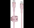 Belkin USB-C till USB-C Nylonflätad Silicon laddkabel, 60W, 3M, Rosa