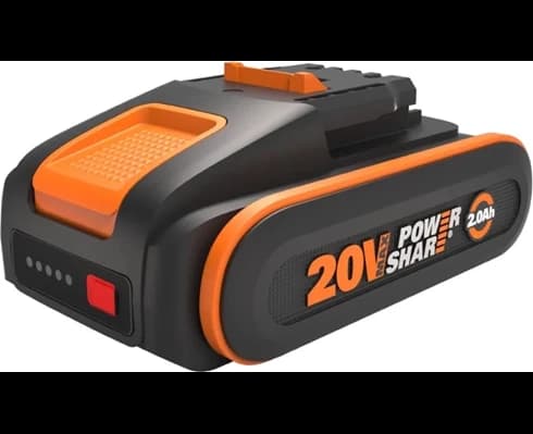 WORX 20V 2.0Ah battery with capability indicator, dual clam shell