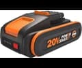 WORX 20V 2.0Ah battery with capability indicator, dual clam shell