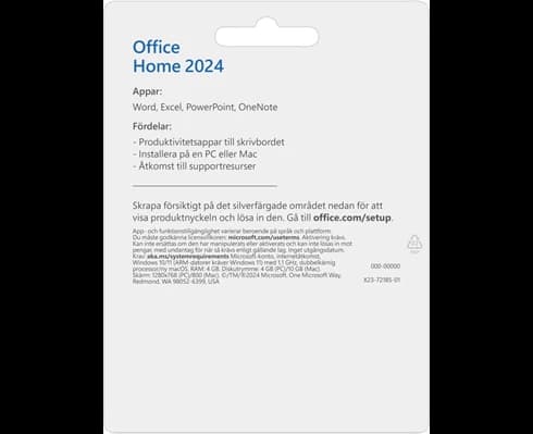 Microsoft Office Home and Student 2024 Swedish EuroZone 1 License Medialess