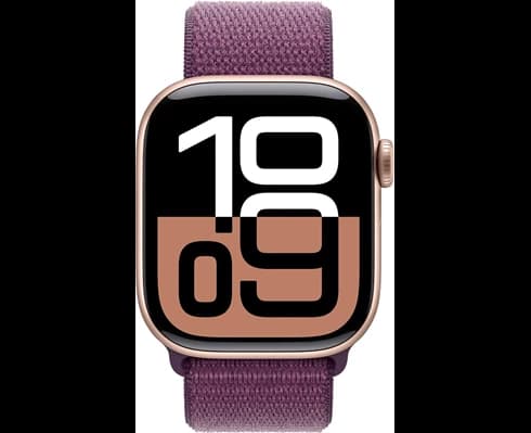 Apple Watch Series 10 GPS 42mm Rose Gold Aluminium Case with Plum Sport Loop