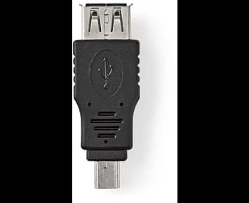 Nedis USB 2.0 Adapter Mini B hankontakt - USB A hona Svart