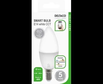 Deltaco Smart E14, WiFI, 4.5W, 2700K-6500K, dimbar