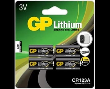 GP Litiumbatteri, CR123A, 4-pack