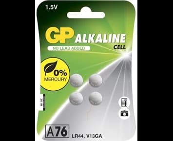 GP knappcell 76A, 1,5V, LR44, 4-pack