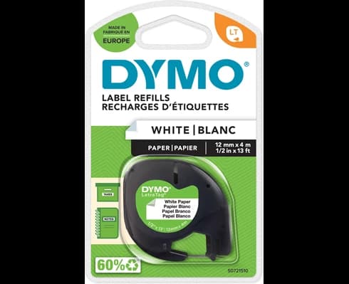 Dymo Tape LetraTag paper 12mmx4m white