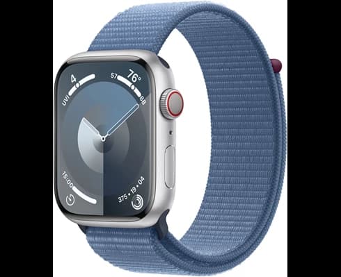 Apple Watch Series 9 GPS 45mm Silver Aluminium Case with Winter Blue Sport Loop