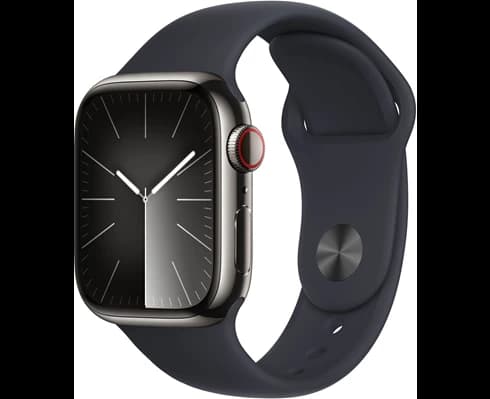 Apple Watch Series 9 GPS + Cellular 41mm Graphite Stainless Steel Case with Midnight Sport Band - S/M