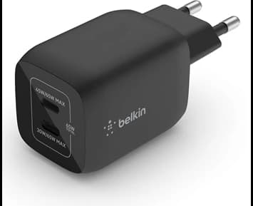 Belkin Belkin - 65W GaN Dual PD/PPS mini snabbladdare för laptop, mobil, sufplatta.