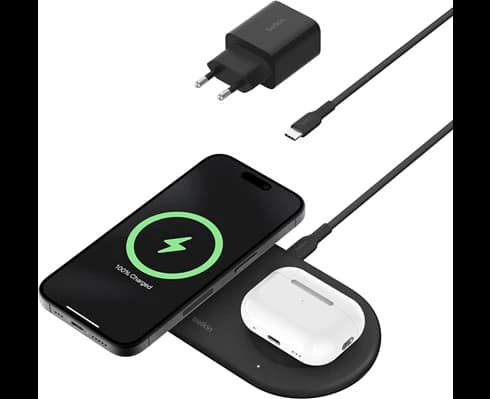 Belkin Belkin - Qi2 15W 2-in-1 Wireless Charging Pad + 5W USB-C Port, Black