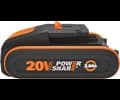 WORX 20V 2.0Ah battery with capability indicator, dual clam shell