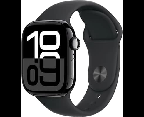 Apple Watch Series 10 GPS 42mm Jet Black Aluminium Case with Black Sport Band - S/M