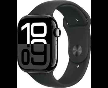 Apple Watch Series 10 GPS 46mm Jet Black Aluminium Case with Black Sport Band - M/L