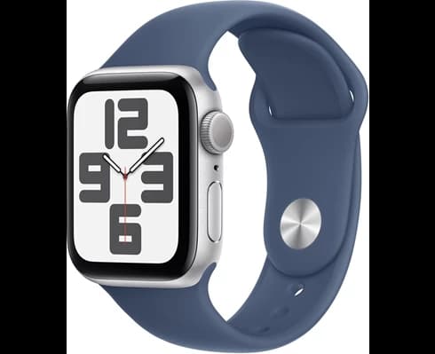 Apple Watch SE GPS 40mm Silver Aluminium Case with Denim Sport Band - S/M