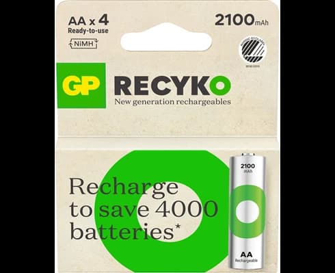 GP ReCyko AA-batteri, 2100 mAh, 4-pack